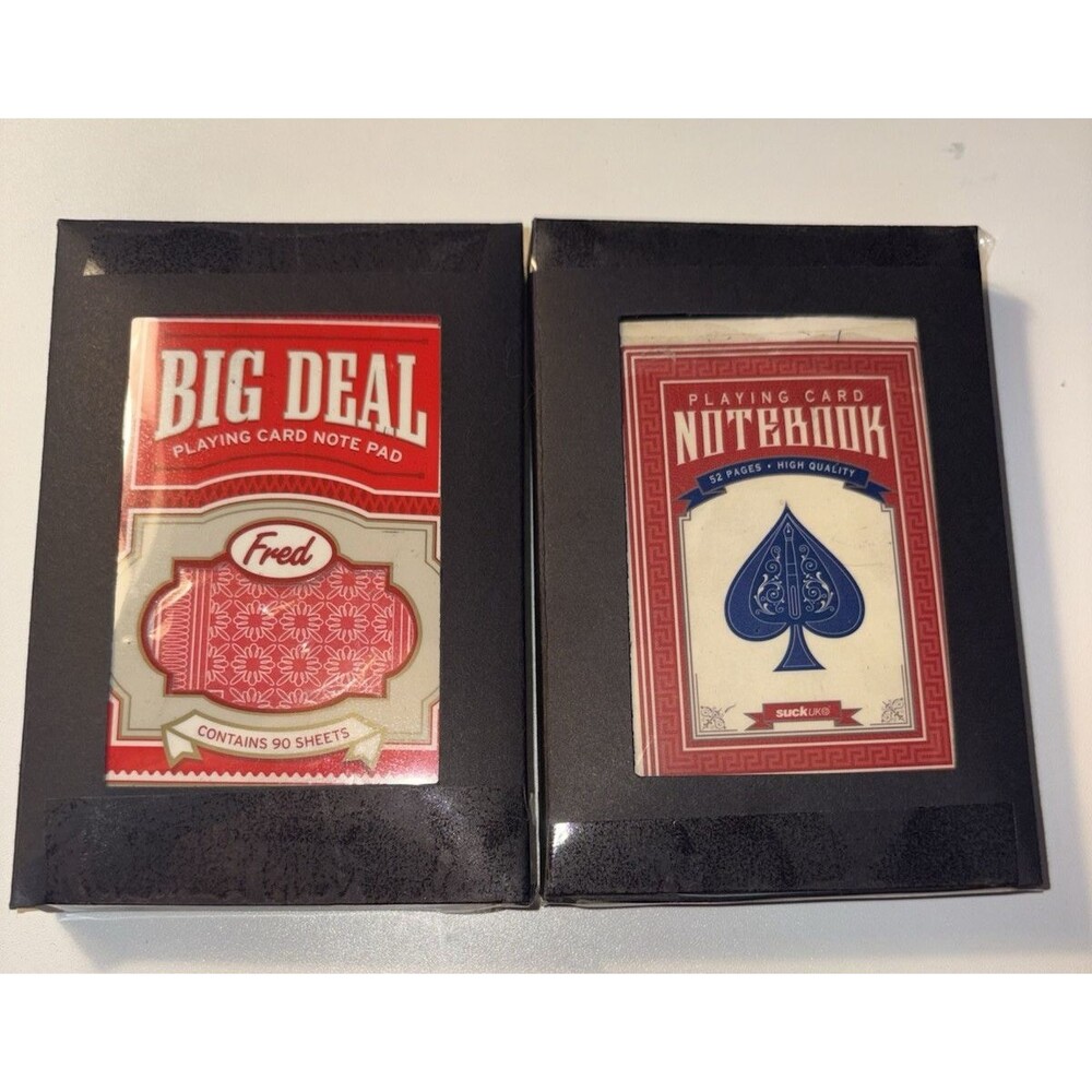 2 Playing Card Notepads Carte A Jour GARNET & BIG DEAL 'Fred" 52/90 Sheets NEW